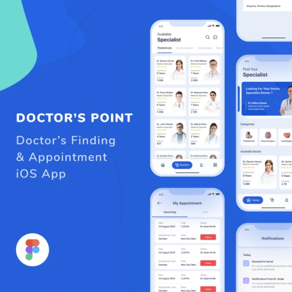 Medical iOS App 医疗iOS应用程序 看病预约平台app界面设计