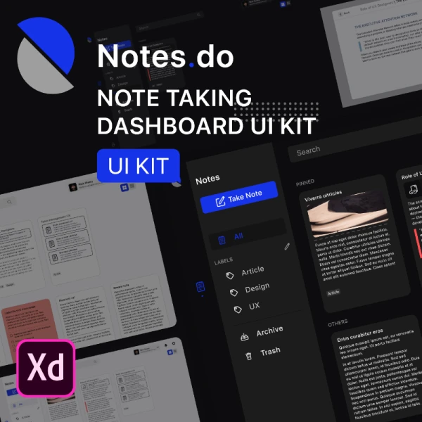 Notes do Notes Taking Dashboard UI Kit 笔记用户界面设计工具包