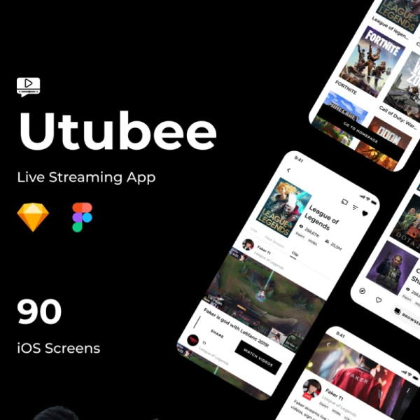 Utubee - Live Streaming App Utubee-游戏直播应用程序界面设计