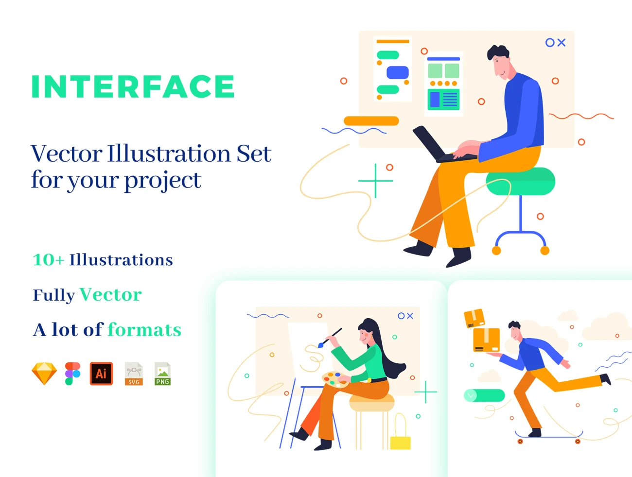 Interface Illustration Set 工作界面插图集-UI/UX、插画-到位啦UI