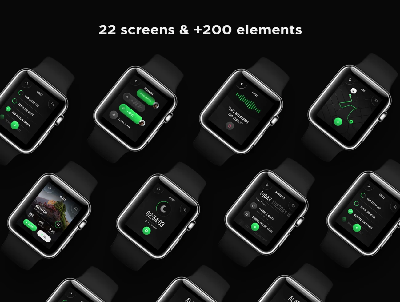 Keira - Watch UI Kit Keira-苹果手表用户界面套件智能样机-UI/UX-到位啦UI