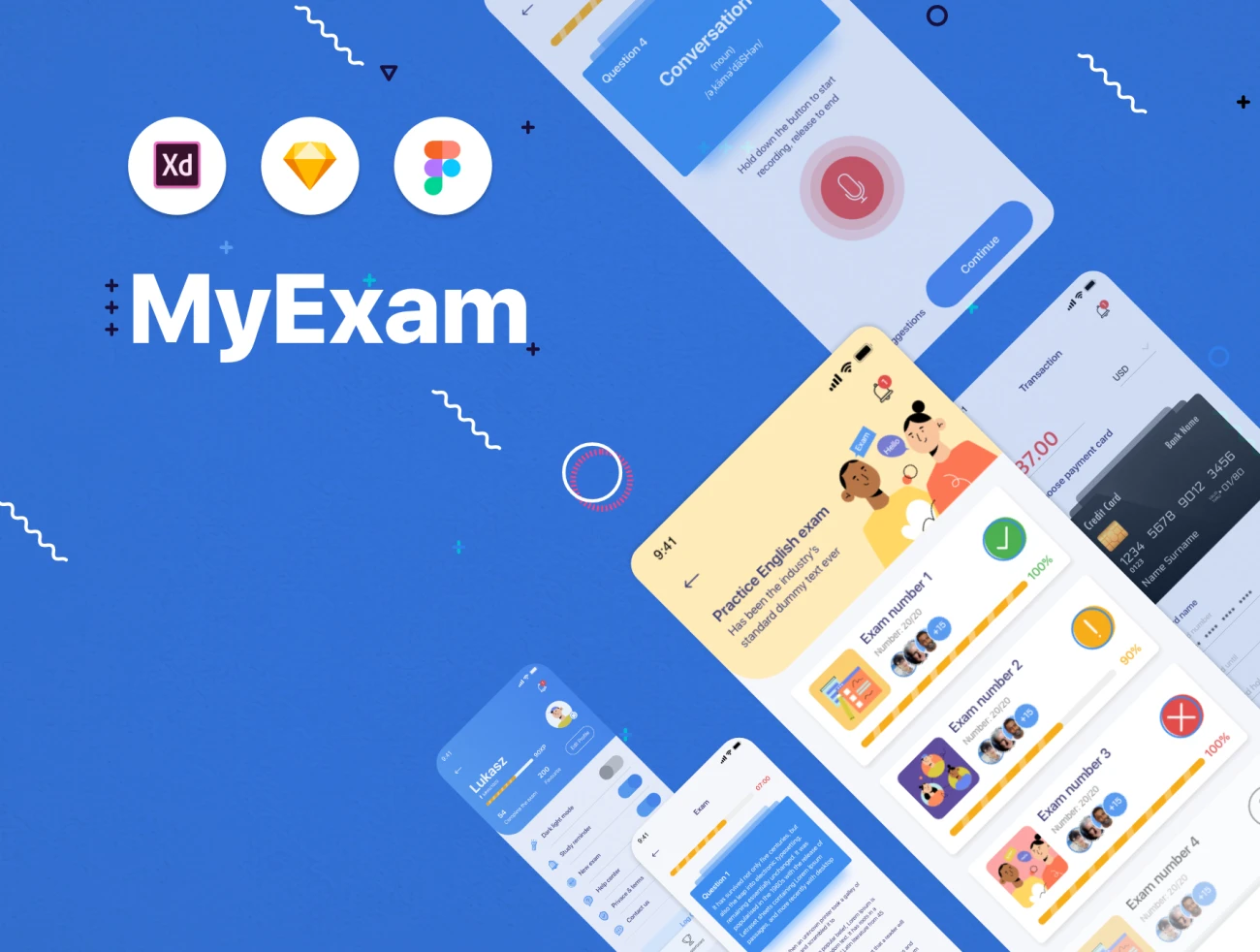 My Exam app UI kit 考试学习教育测试应用程序用户界面工具包-UI/UX-到位啦UI
