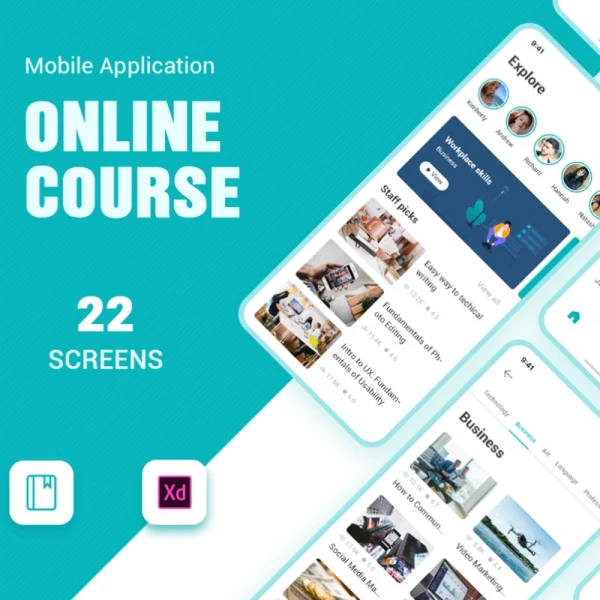online courses UI Kit 在线课程用户界面设计工具包