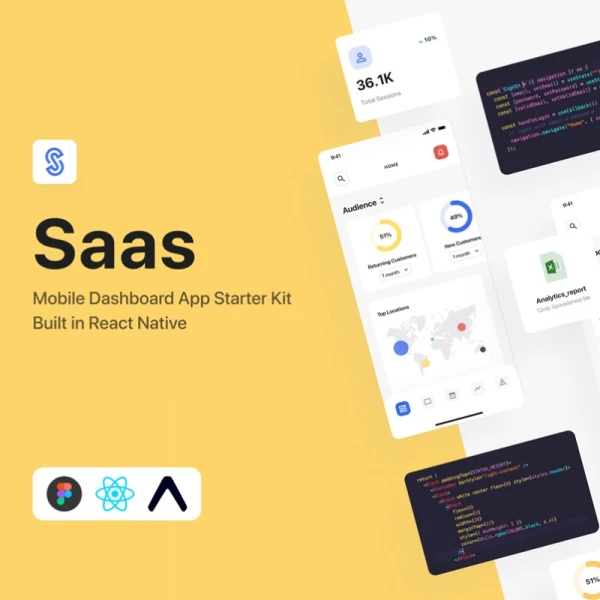 SaaS Dashboard App Starter Kit  React mobile 数据展示仪表板应用程序react工具包