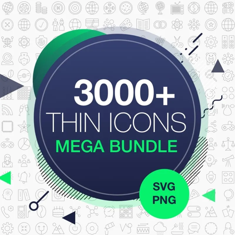 Thin Icons Mega Bundle 3000 Icons 85类细线条图标3000款图标合集缩略图到位啦UI