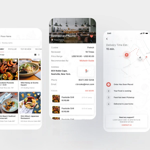 food delivery restaurant app 餐厅送餐美食外卖应用UI设计界面