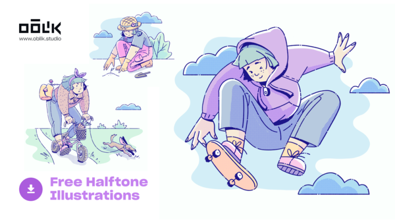 Halftone Illustrations Oblik工作室的半色调插图-UI/UX-到位啦UI