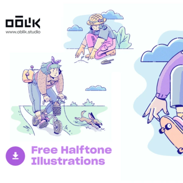 Halftone Illustrations Oblik工作室的半色调插图