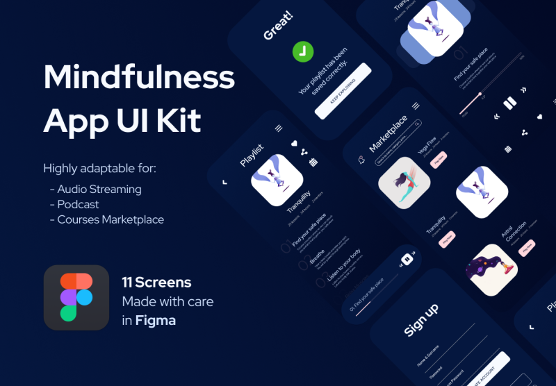 Mindfulness App UI Kit 正念应用程序用户界面套件-UI/UX-到位啦UI