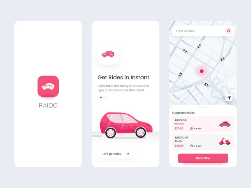 Raido - Ride Sharing App 共享汽车应用程序-UI/UX-到位啦UI