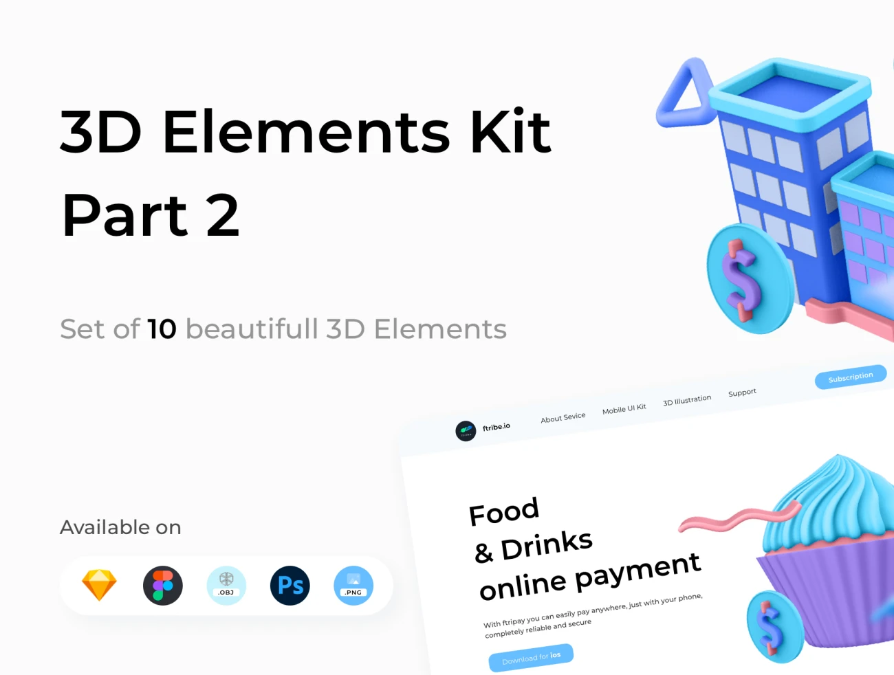 3D Elements Kit - Part 2 3D元素图标套件-第2部分-3D/图标-到位啦UI