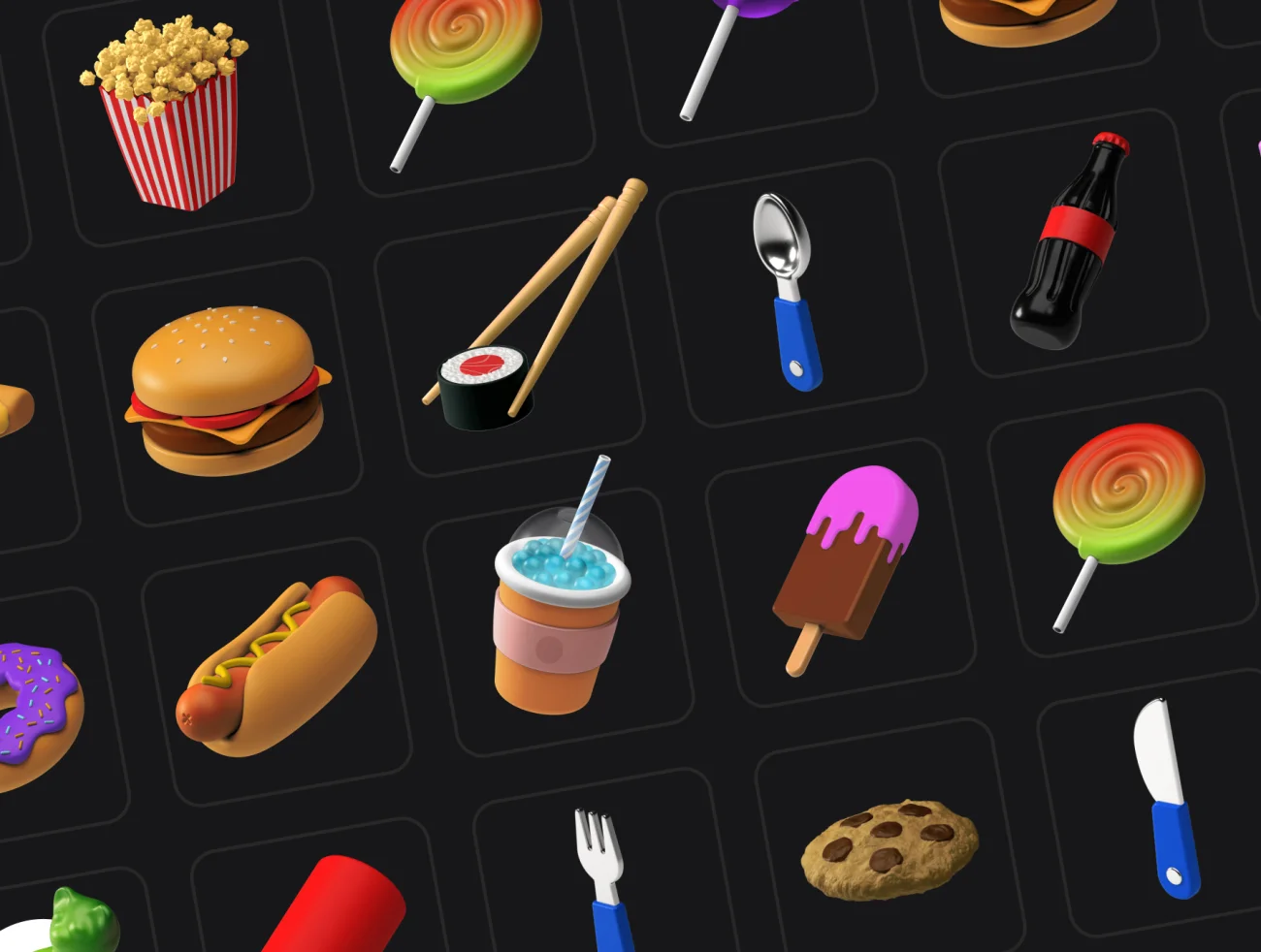 3D Icons Pack - Food (Figma) 3D图标包-食物-3D/图标-到位啦UI
