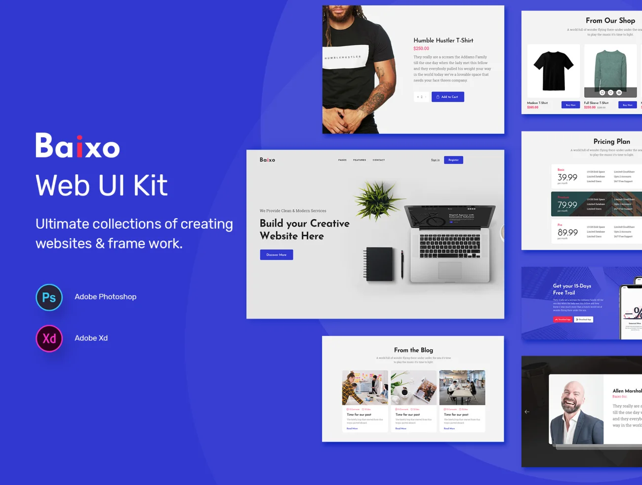 Baixo Web UI Kit 简洁网站首屏设计套件-UI/UX、专题页面-到位啦UI