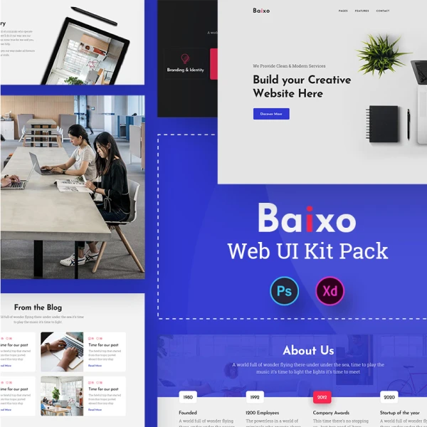 Baixo Web UI Kit 简洁网站首屏设计套件
