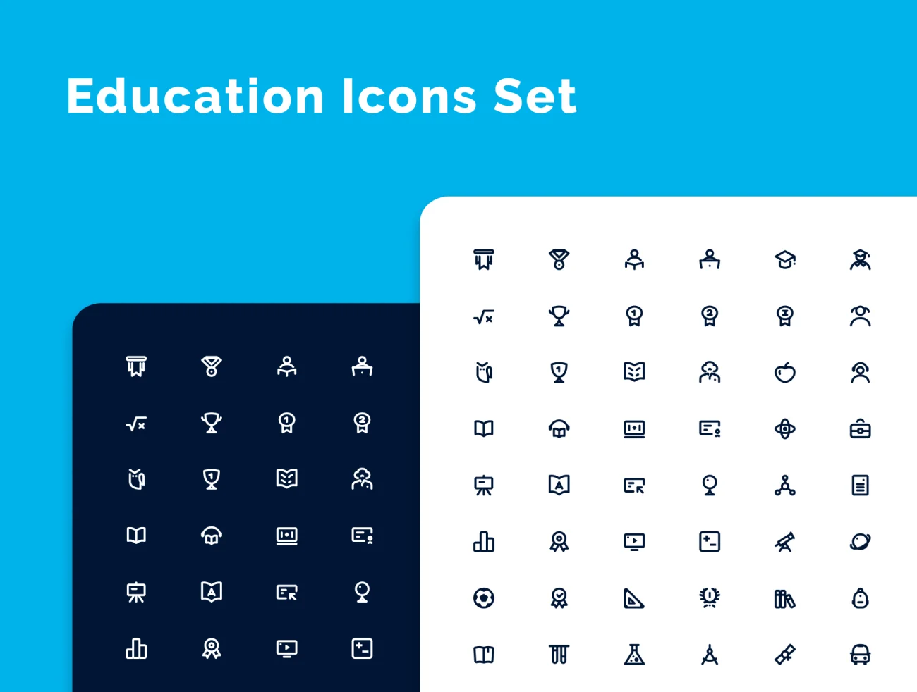 Education Icons Set 教育图标设置-3D/图标-到位啦UI