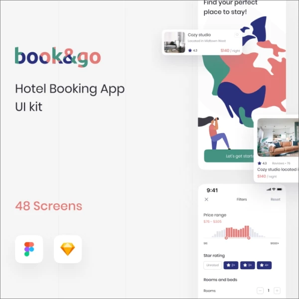 book&go UI kit  酒店宾馆App UI界面设计套件