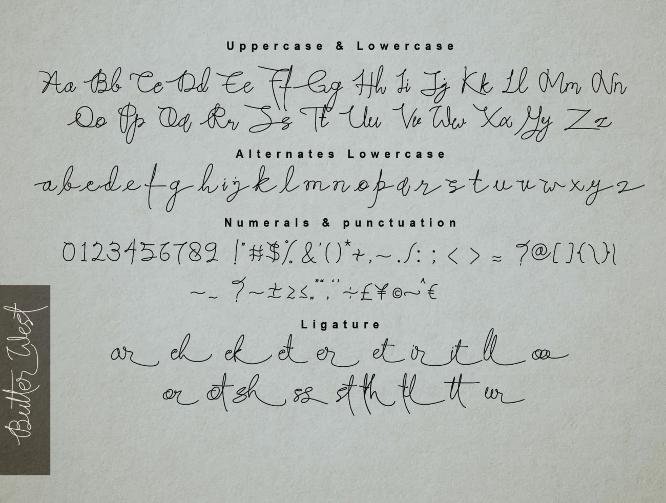 Butter West  Signature Script Font 英文线条签名字体-字体、平面广告-到位啦UI