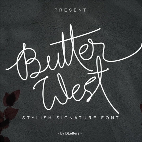 Butter West  Signature Script Font 英文线条签名字体