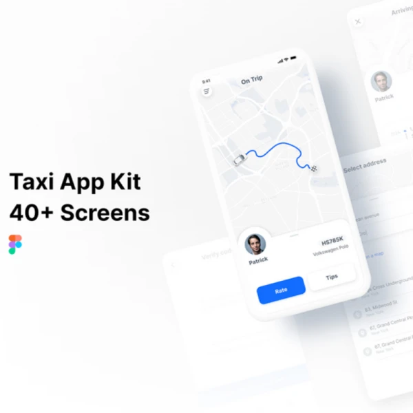 Taxi App UI Kit for Figma Figma出租车应用程序用户界面套件
