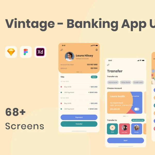 Vintage - Bank App Ui Kit Vintage-银行应用程序用户界面套件