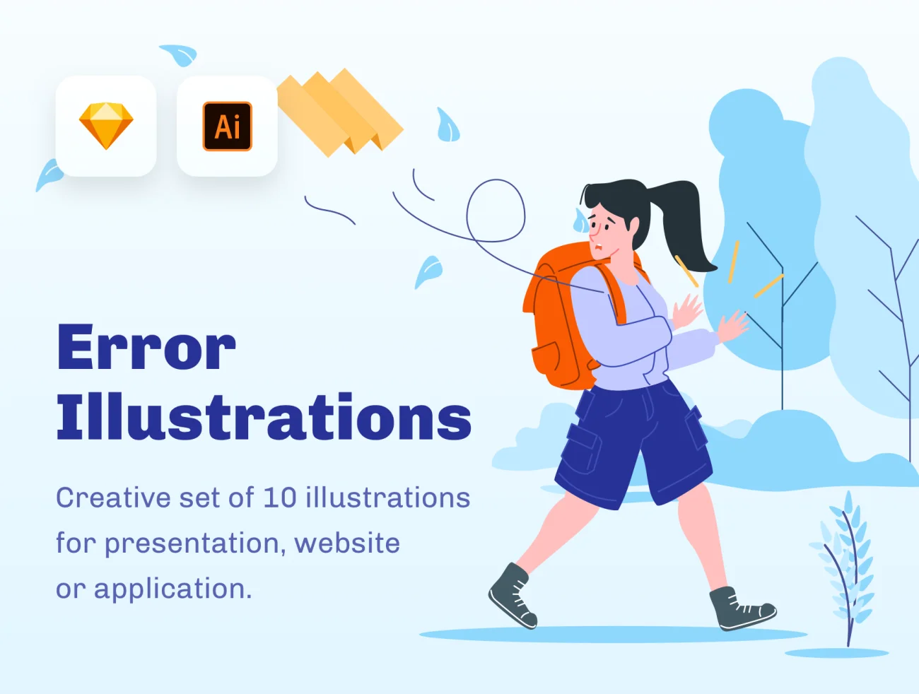 ERROR - Emptystates Illustration Kit 空状态插画合集-UI/UX、人物插画、场景插画、插画、插画风格、概念创意、状态页、线条手绘、趣味漫画-到位啦UI