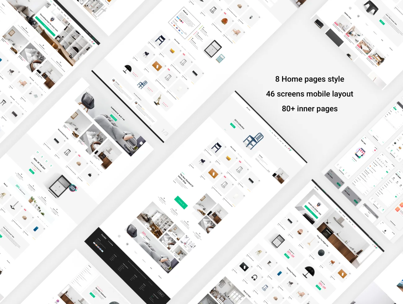 Furnikit-Furniture eCommerce Sketch Template 8款时尚家具电子商务模板-UI/UX、ui套件、介绍、引导页、登录页、着陆页、网站、网购-到位啦UI