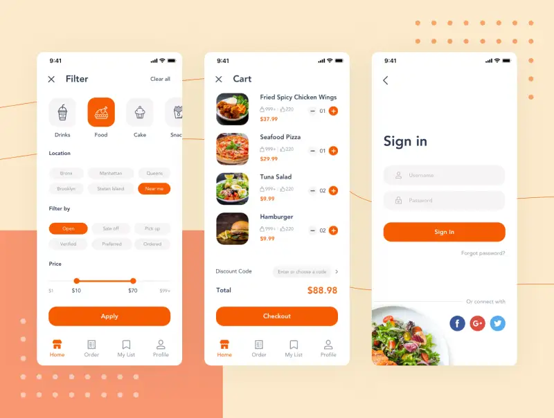 Food Delivery App Template Ui Kit 食品配送应用程序模板Ui套件-UI/UX-到位啦UI
