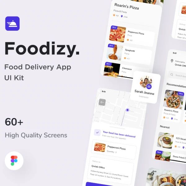 Foodizy - Food Delivery App UI Kit食品配送应用程序UI套件
