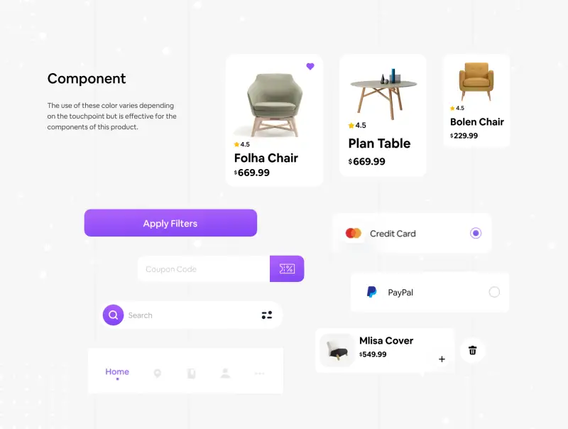 Furniture Ecommerce App UI Kit 家具电子商务应用程序UI套件-UI/UX-到位啦UI