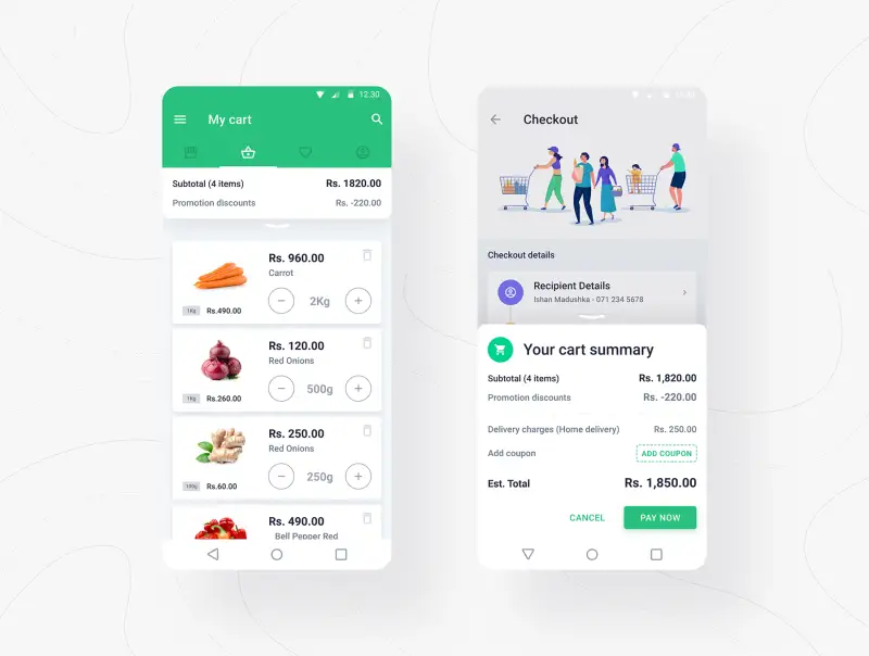 Grocery Shopping App 水果蔬菜生活配给杂货购物应用程序-UI/UX-到位啦UI