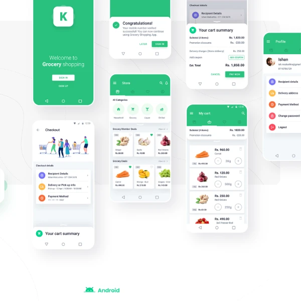 Grocery Shopping App 水果蔬菜生活配给杂货购物应用程序