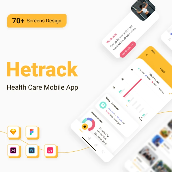 Hetrack - Health Care Mobile App 医疗保健健康数据移动应用程序