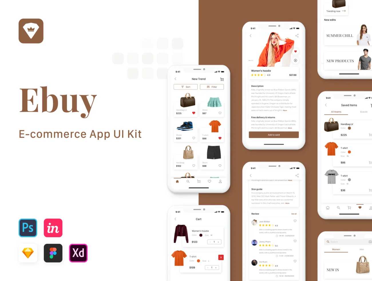 Ebuy - E-commerce App UI Kit 电子商务应用程序用户界面工具包-UI/UX-到位啦UI