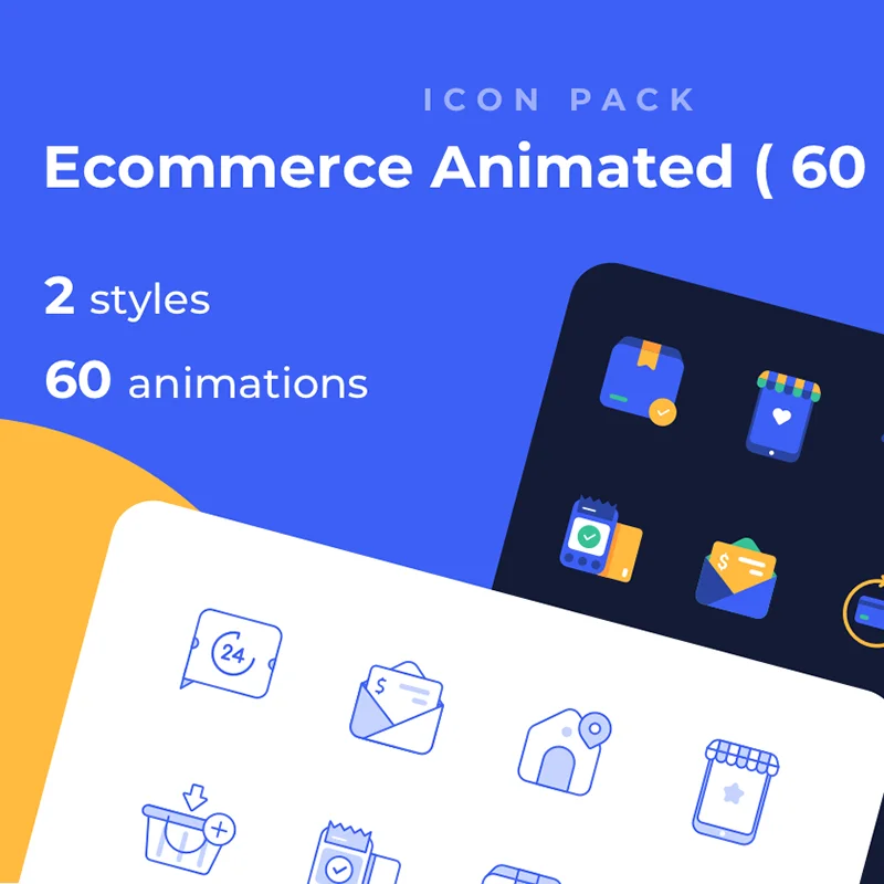 Ecommerce Animated Icons ( 60 Icons ) 电子商务动画图标（60个图标）缩略图到位啦UI