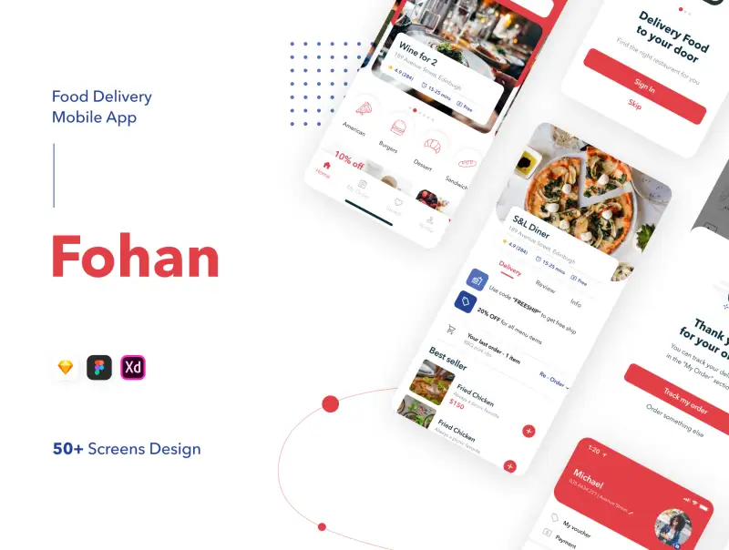 Fohan - Food Delivery Mobile App 食品配送移动应用程序-UI/UX-到位啦UI