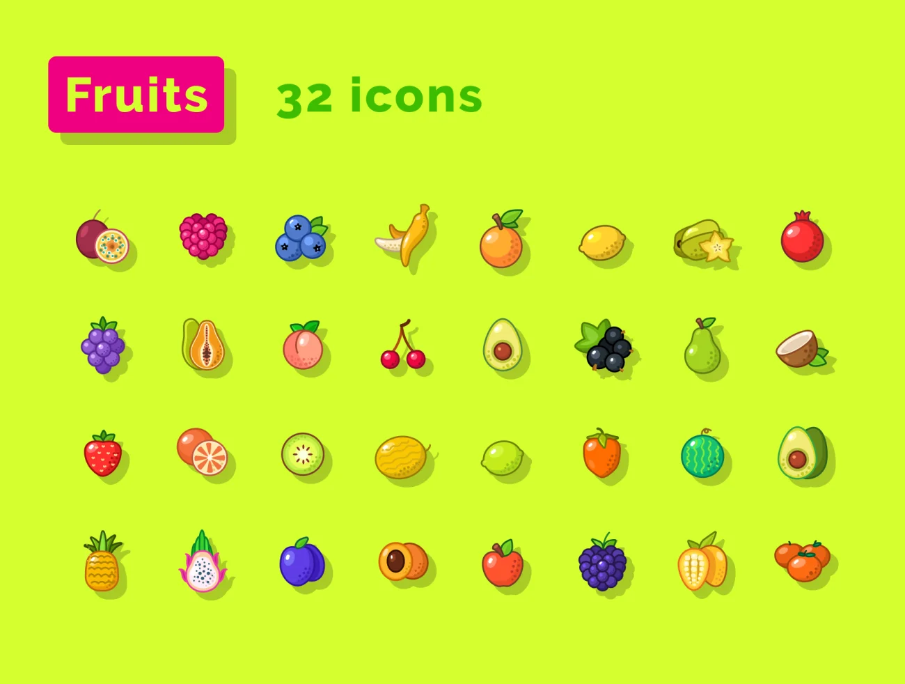 Fruits _ Vegetables Icons Set 水果蔬菜图标集-3D/图标、UI/UX-到位啦UI