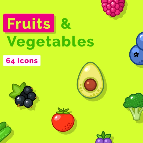 Fruits _ Vegetables Icons Set 水果蔬菜图标集