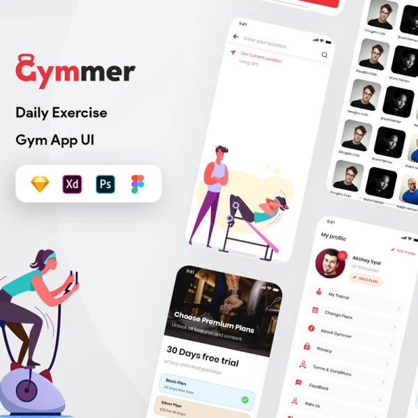 Gymmer UI Kit 健身矢量插画UI套件