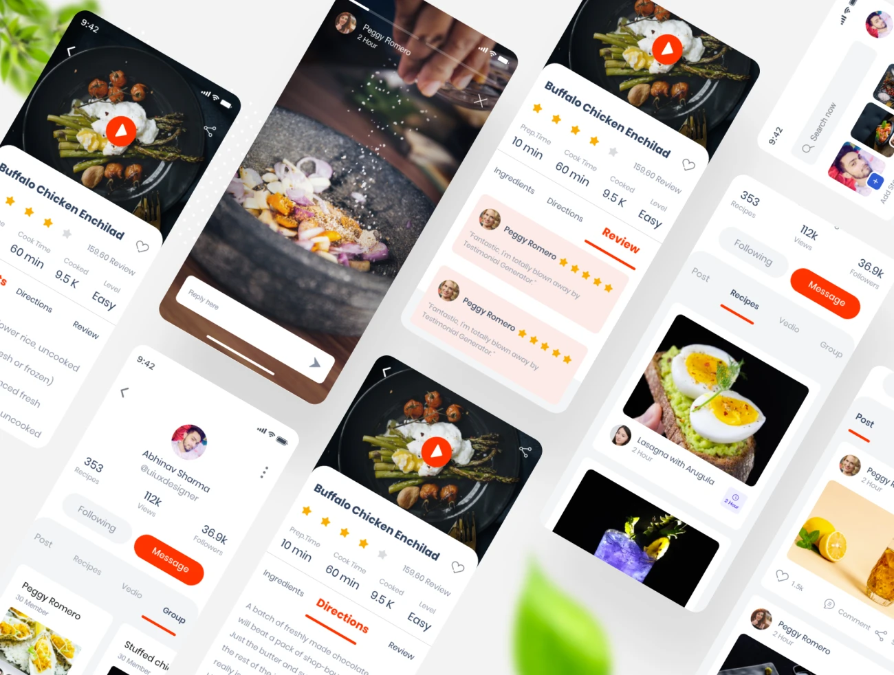 Learn Cooking - Social application for food lovers UI kit 学习烹饪-食物爱好者社交应用程序UI套件-UI/UX、ui套件、应用、社交-到位啦UI