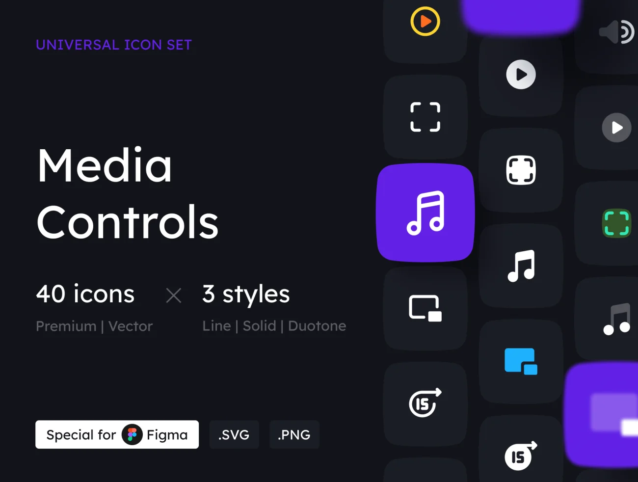 Media Controls Icon Set 媒体控件图标集-3D/图标、UI/UX-到位啦UI