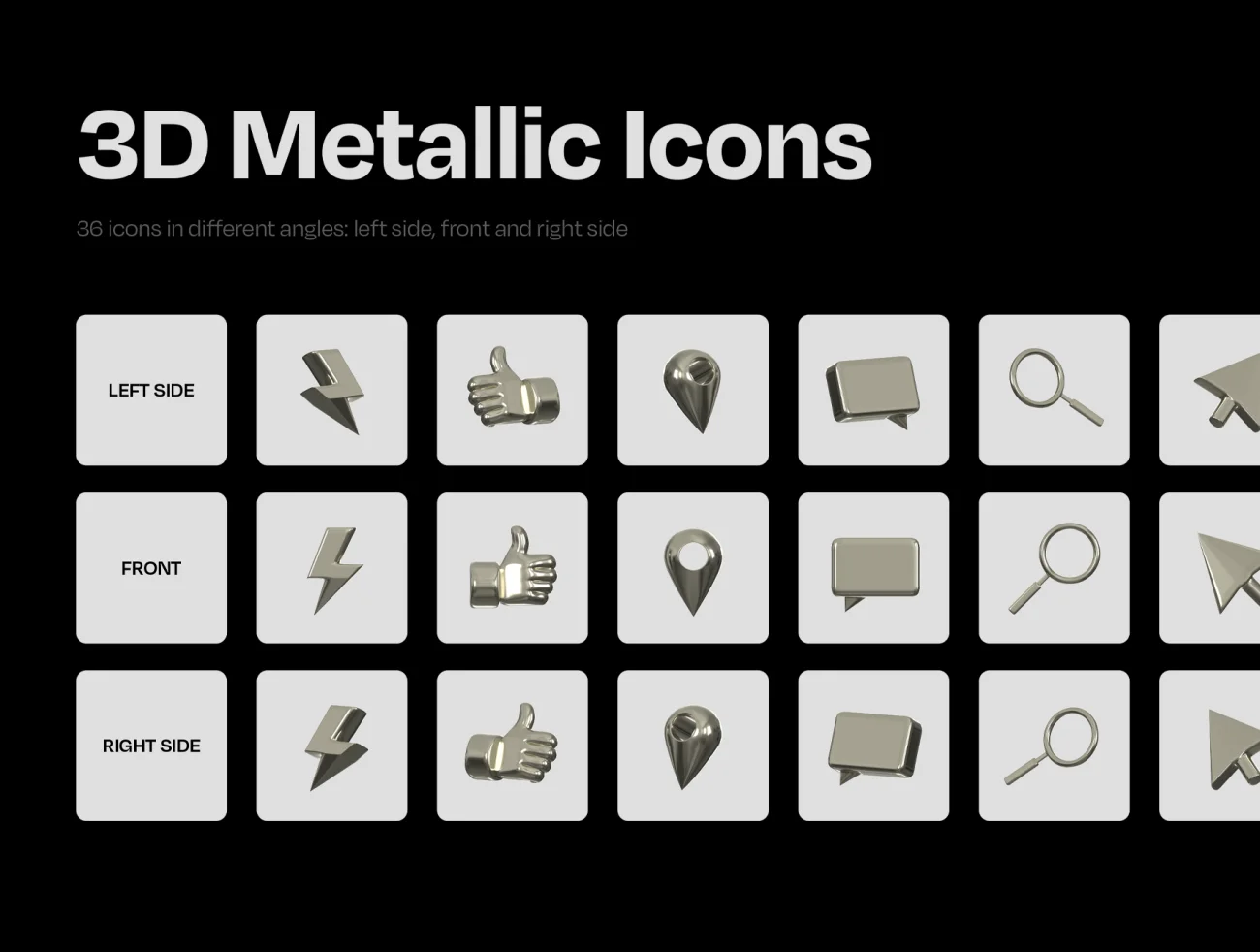 Metallic Icons 金属3D图标-3D/图标、UI/UX-到位啦UI