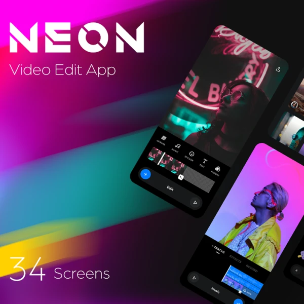 Neon Video Edit App UI Kit 视频编辑应用程序UI套件