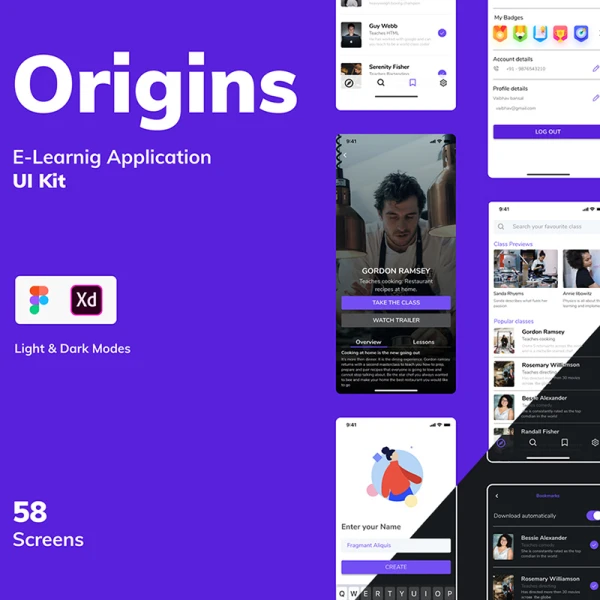 Origins - E Learning, Classroom, Masterclass and Course UI Kit 网络学习在线课堂网课UI套件