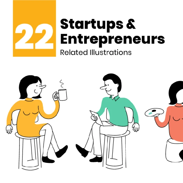 Startups and entrepreneurs related stories 创业和企业家相关故事插画