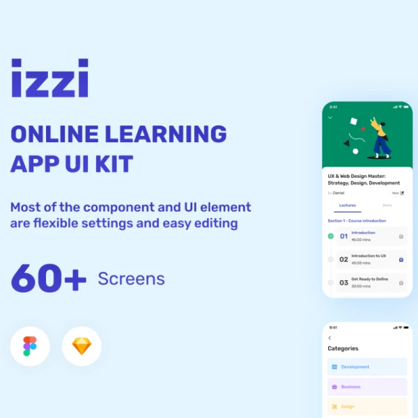 izzi - Online Learning App UI Kit 在线学习网课应用程序UI套件