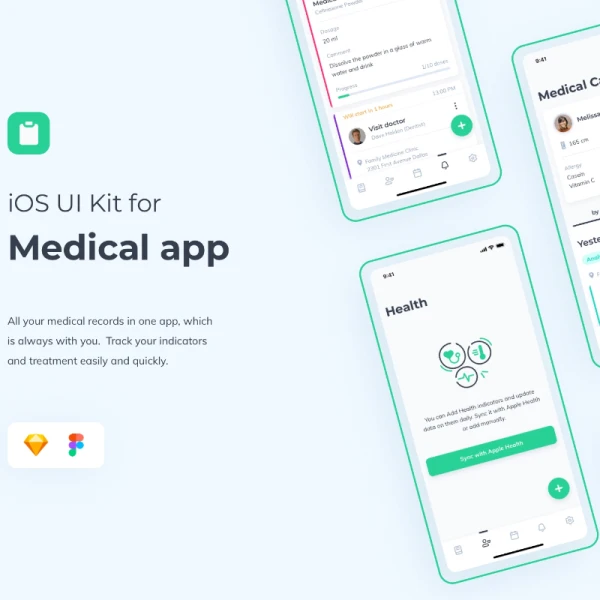 Medical App UI kit for iOS 医疗应用程序UI套件