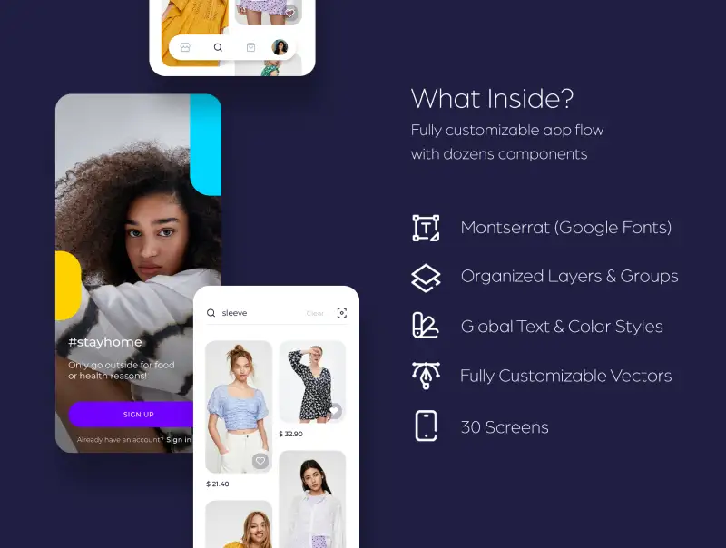 Milana Shopping App UI Kit 购物应用程序UI套件-UI/UX-到位啦UI