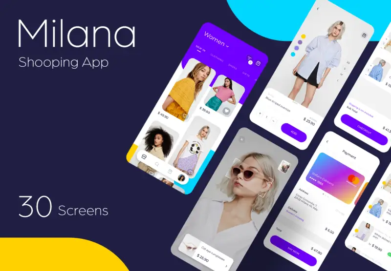 Milana Shopping App UI Kit 购物应用程序UI套件-UI/UX-到位啦UI