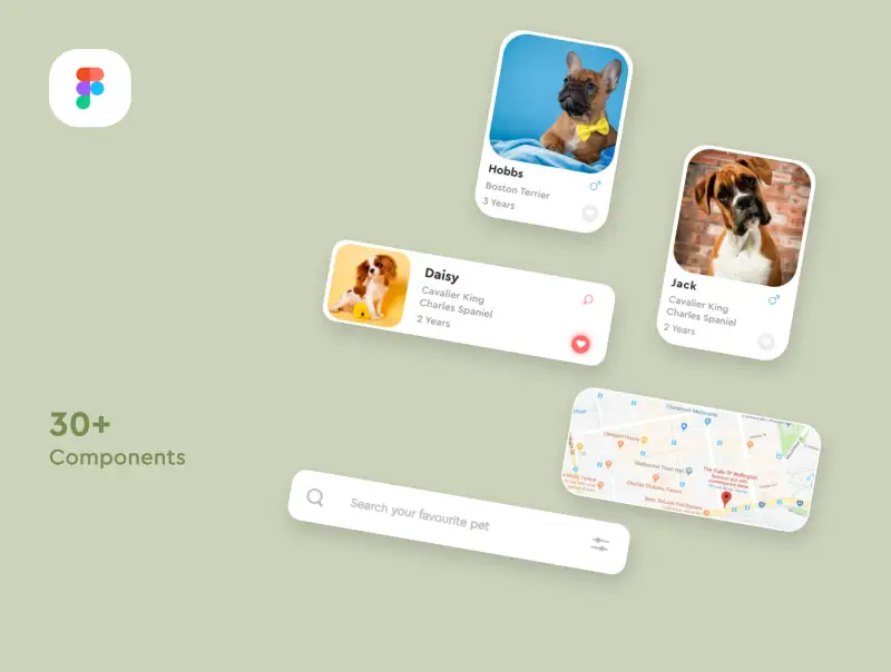 Pet House - Pet Adoption App UI Kit 宠物屋-宠物收养应用程序用户界面套件-UI/UX-到位啦UI