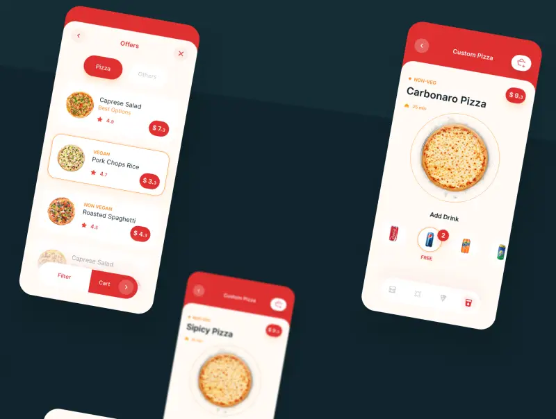 PIZZA App UI Kit 披萨快餐应用程序UI套件-UI/UX-到位啦UI